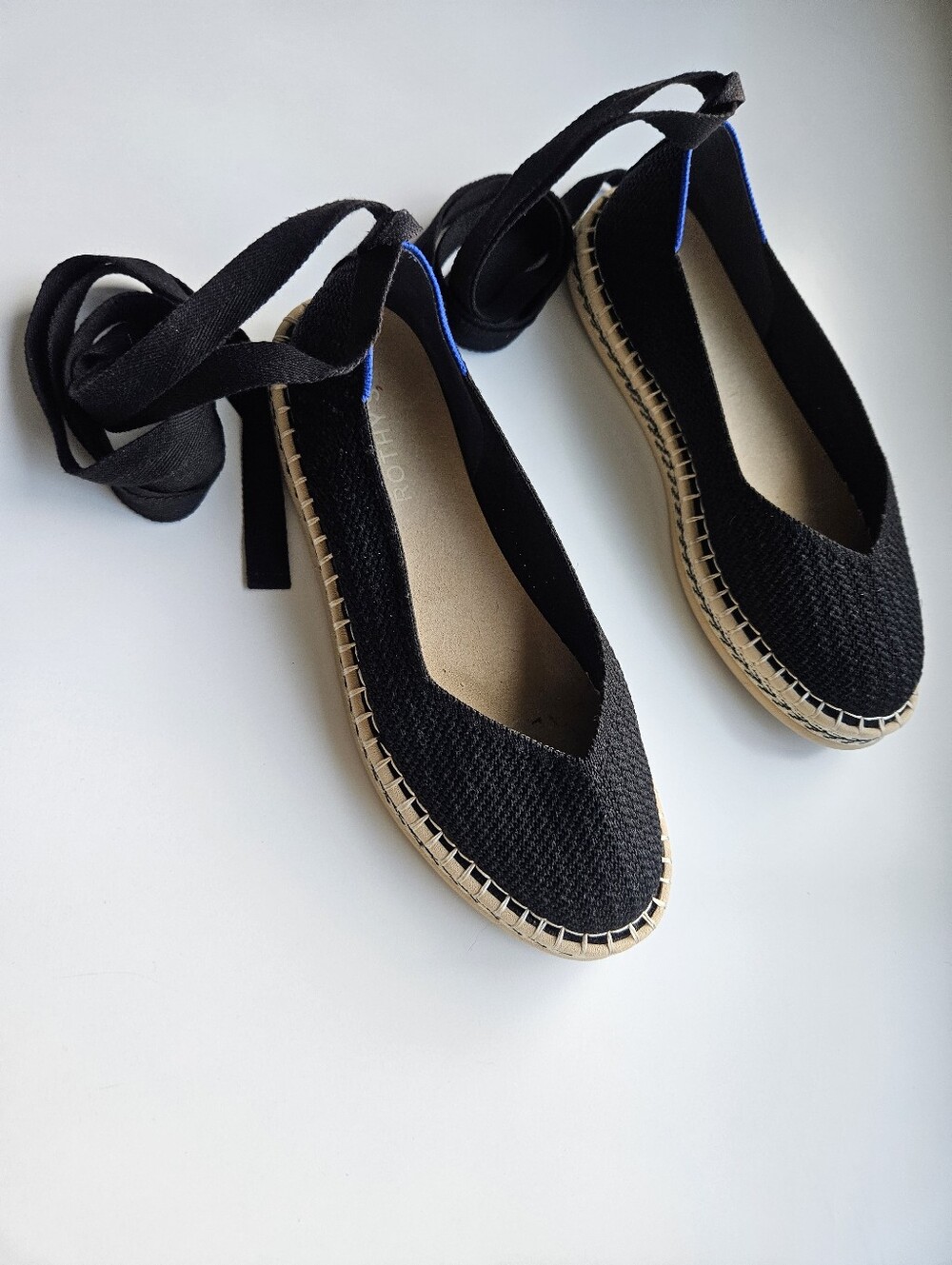 Rothy's Black Knit Ankle Wrap Espedrilles - Picture 3 of 10
